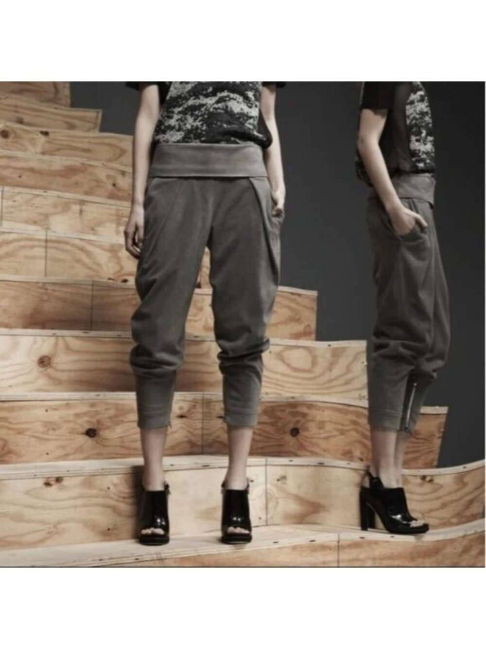 Alexander Wang Wool And Silk Blend Trouser Pants Ankle Zip Women Size 8